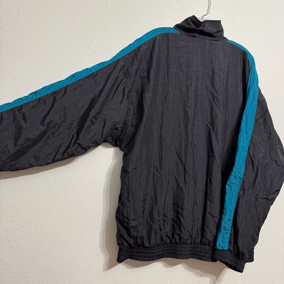 1721 Sportclub Black Striped Full Zip Windbreaker Jacket Mens Size XL Vintage 90 - Picture 7 of 9